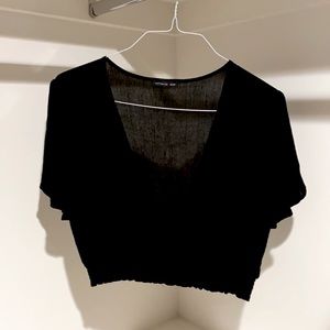 Cropped Low Cut Cotton On Black Top